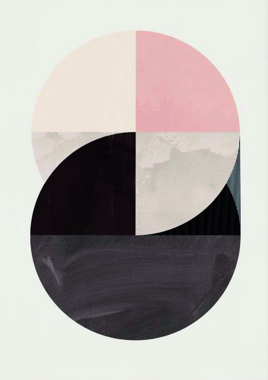 Geometric Blush Pink & Black Abstract Wall Art
