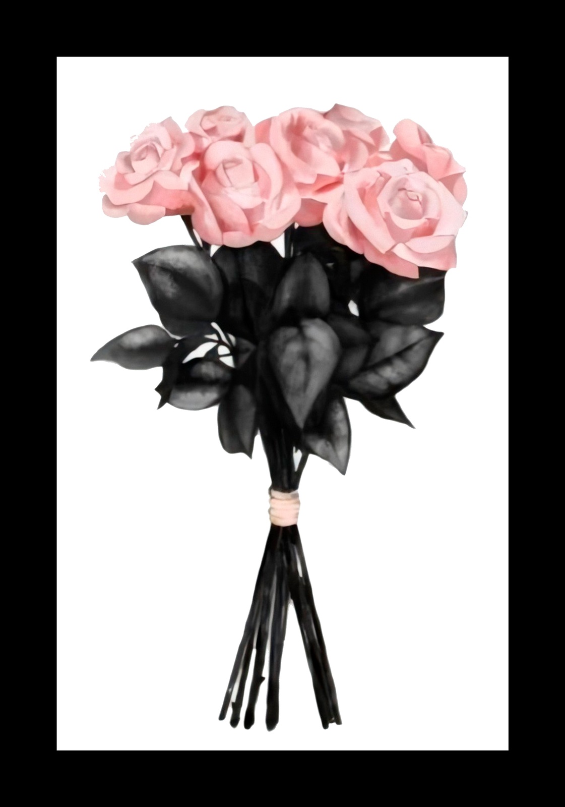 Blush Pink Roses with Dark Leaves Wall Art