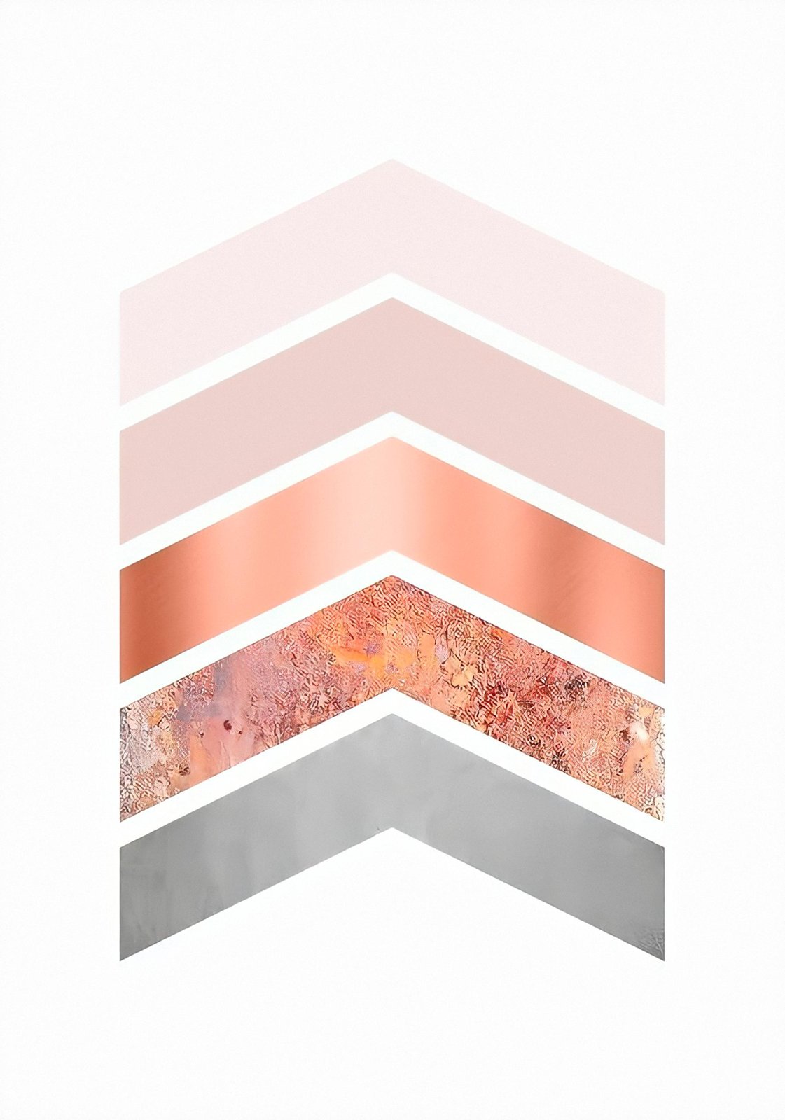 Modern Rose Gold Chevron Wall Art