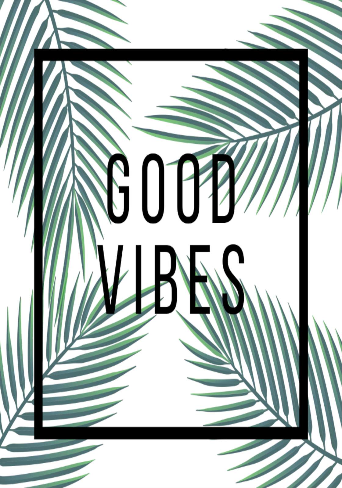 Good Vibes Tropical Palm Leaf Wall Art