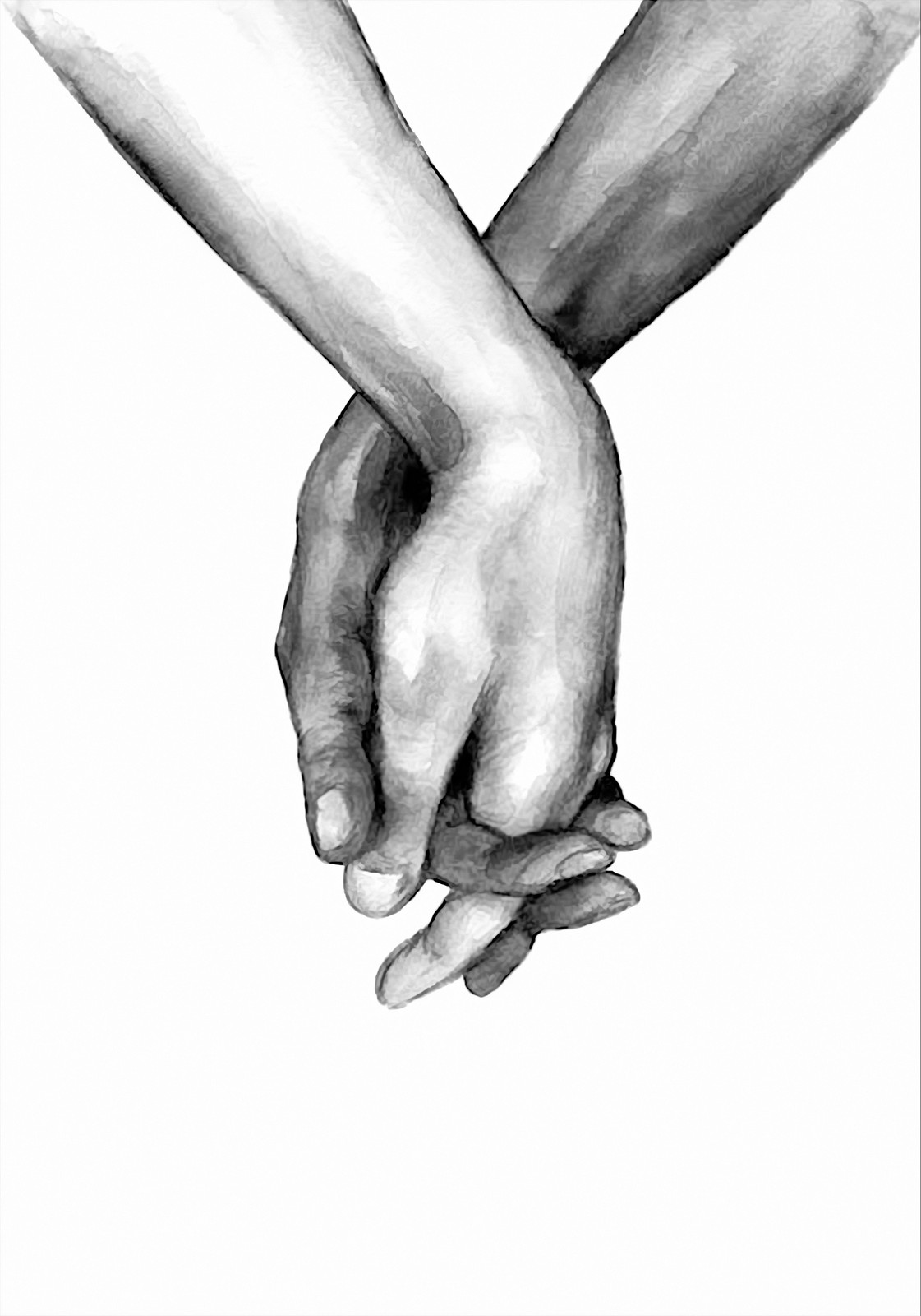 Gentle Embrace Watercolor Hands Wall Art