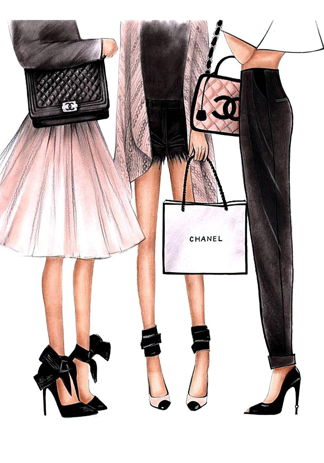 Chic Trio Fashion Illustration Wall Art
