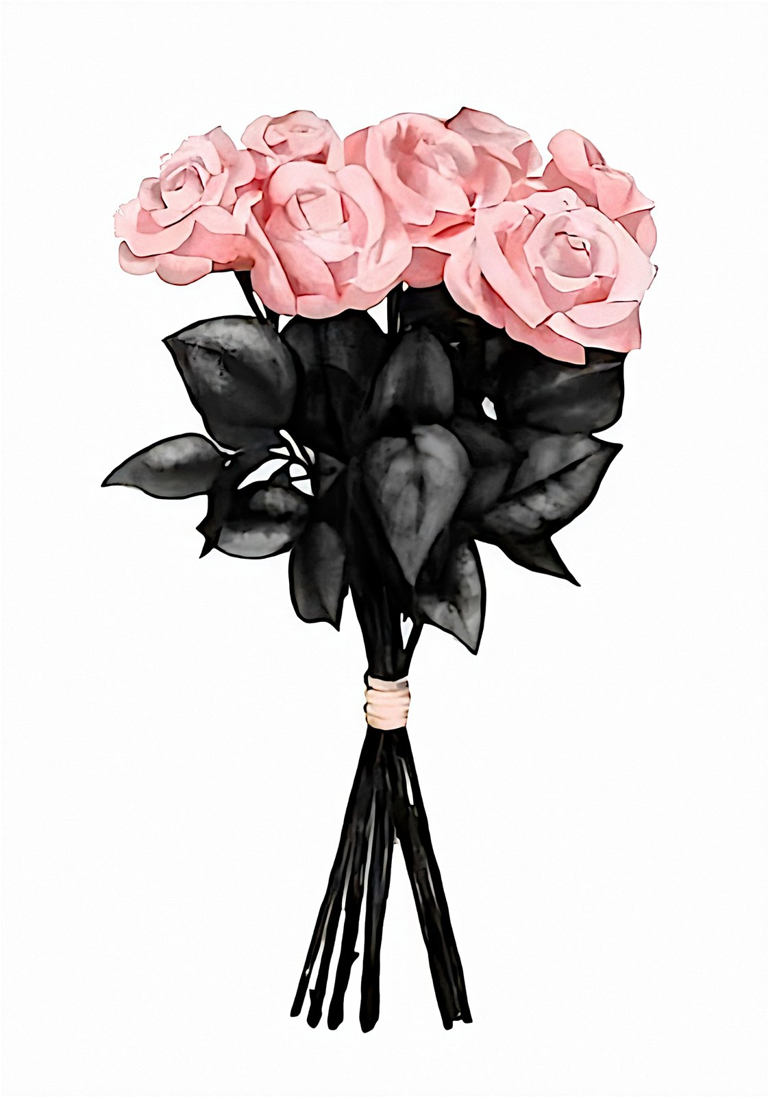 Elegant Pink Roses & Dark Leaves Wall Art