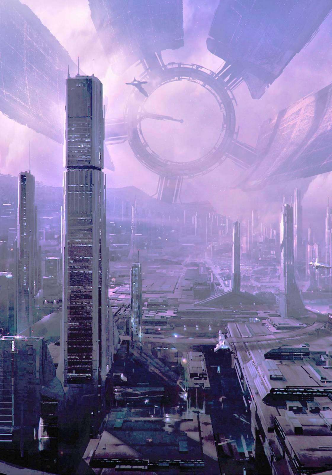 Sci-Fi Cityscape & Space Station Wall Art