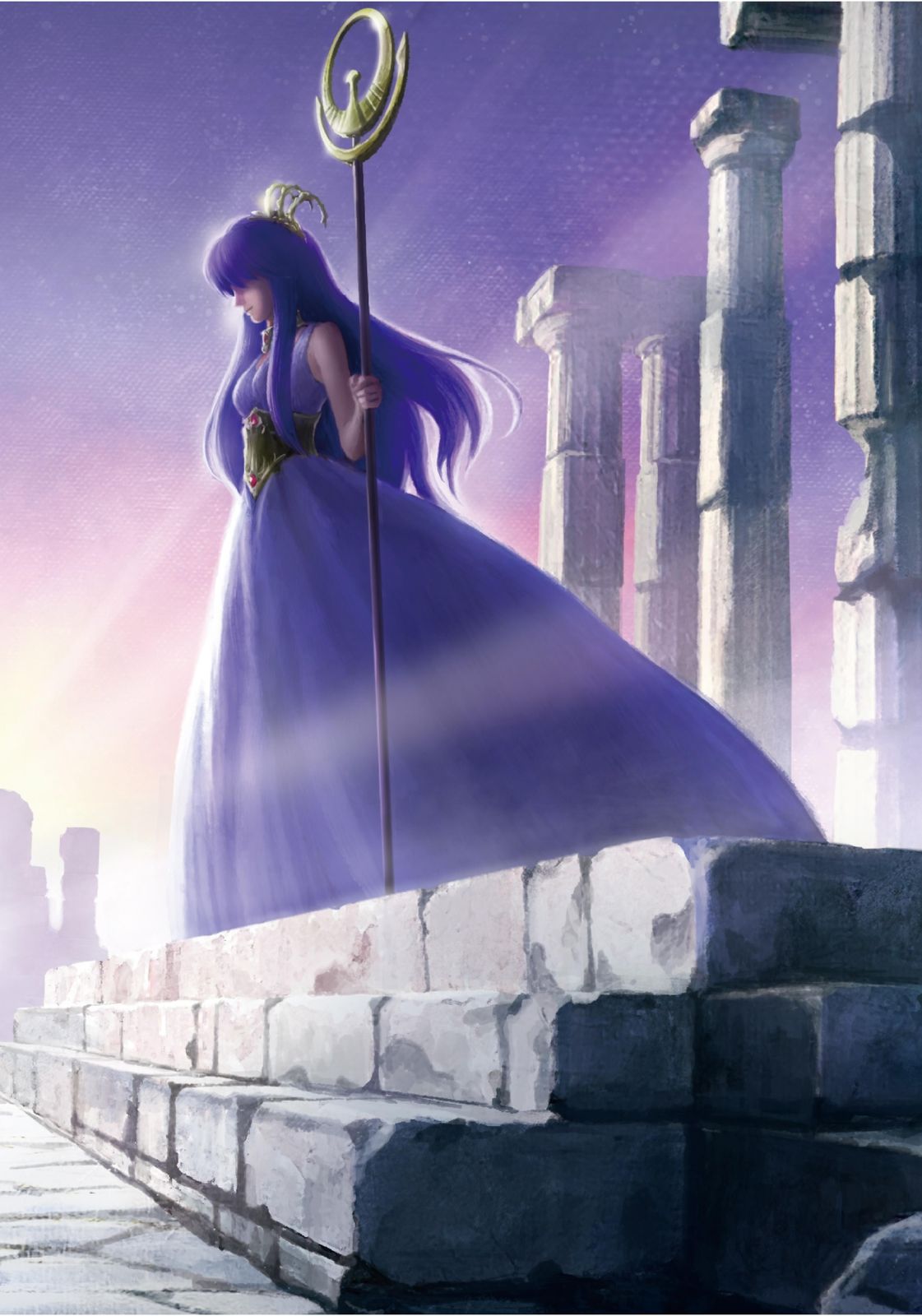 Serene Goddess Purple Dress Wall Art