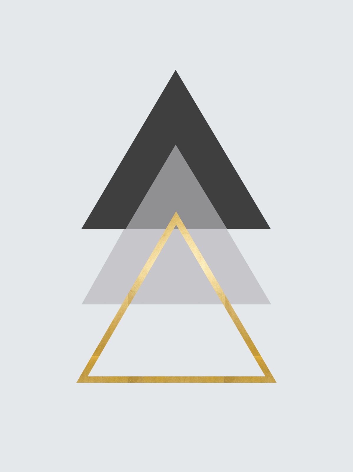Geometric Gold & Grey Abstract Triangles Wall Art