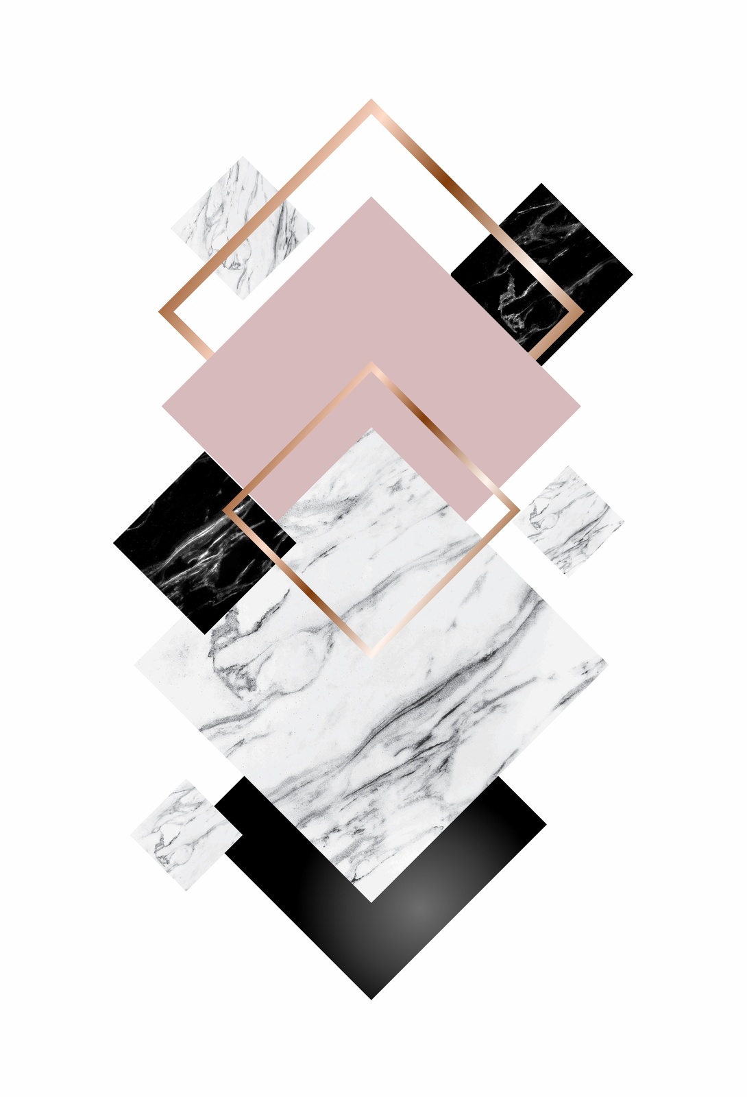 Modern Geometric Marble Rose Gold Wall Art