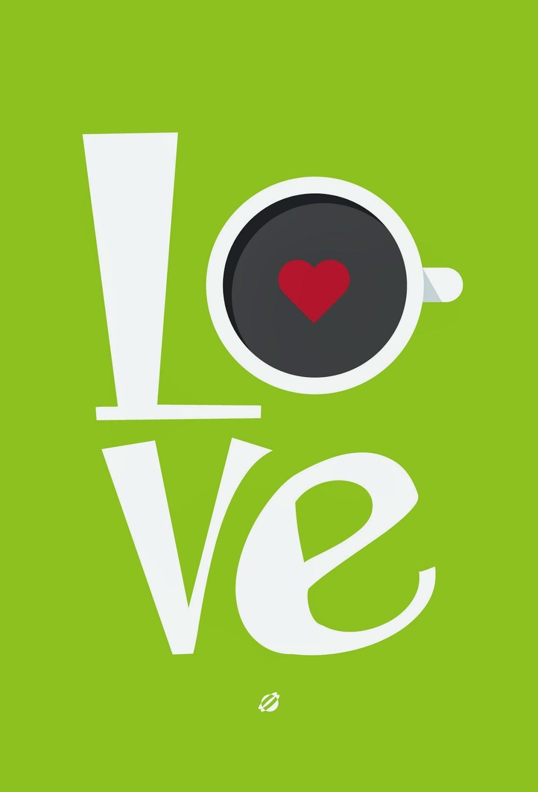 Love Coffee Heart Modern Typography Wall Art