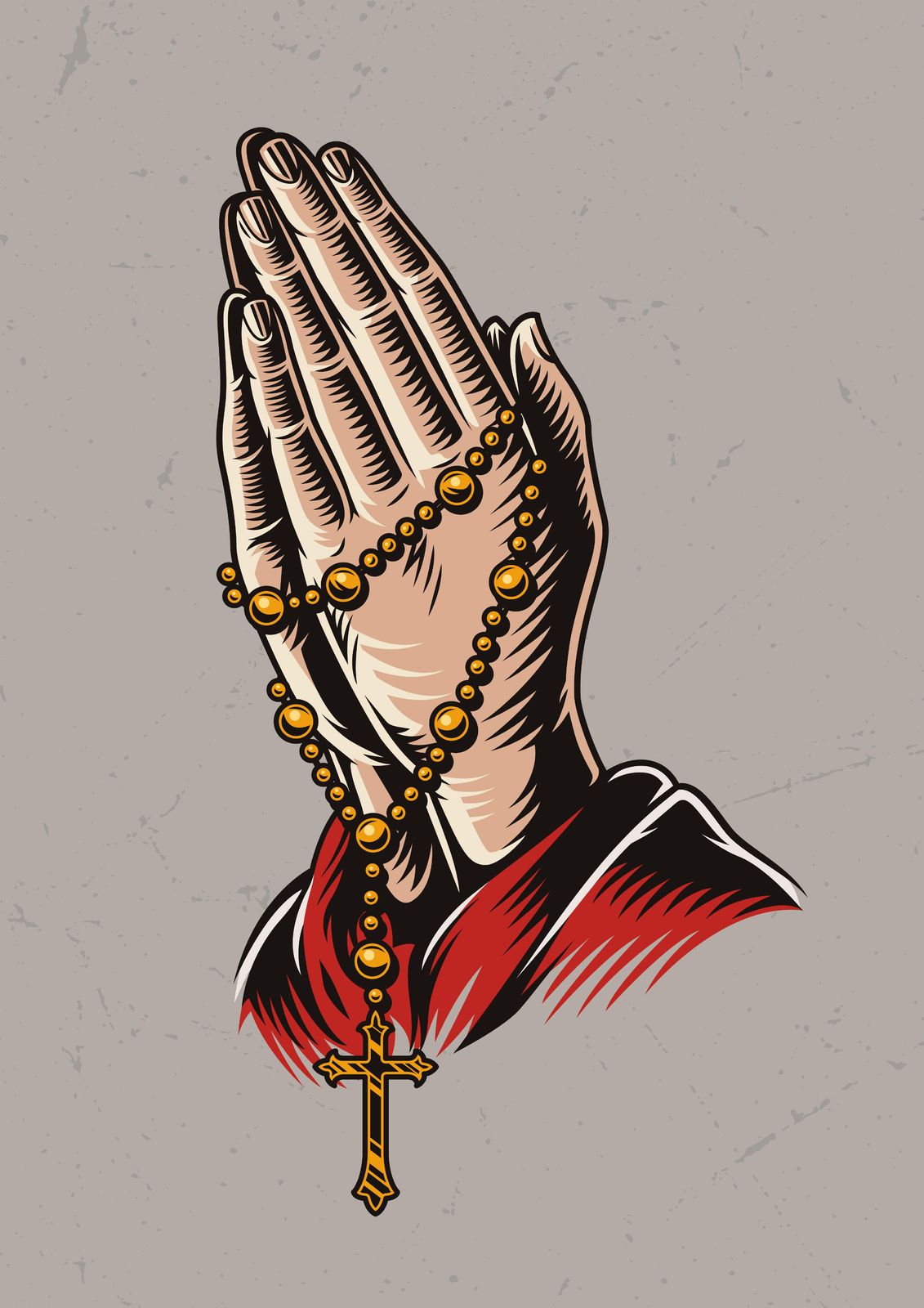 Praying Hands with Rosary Wall Art