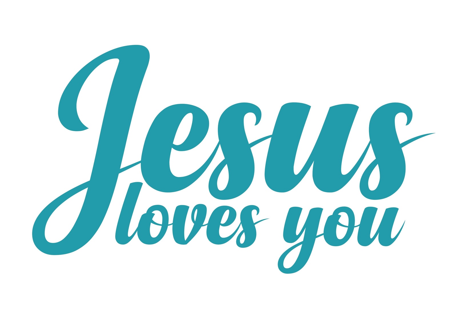 Inspiring Jesus Loves You Teal Script Wall Art