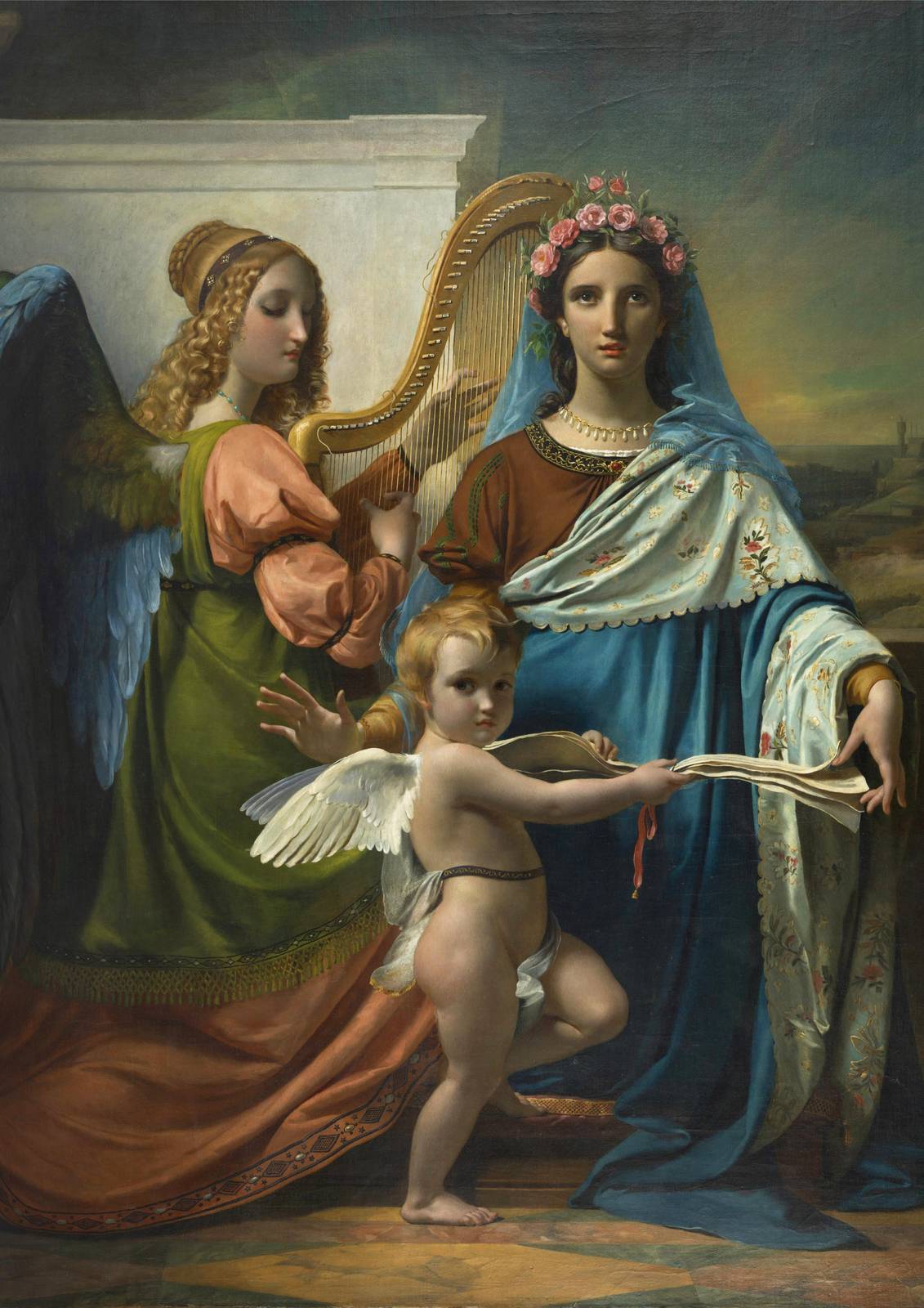 Allegorical Music Angel Harp Wall Art