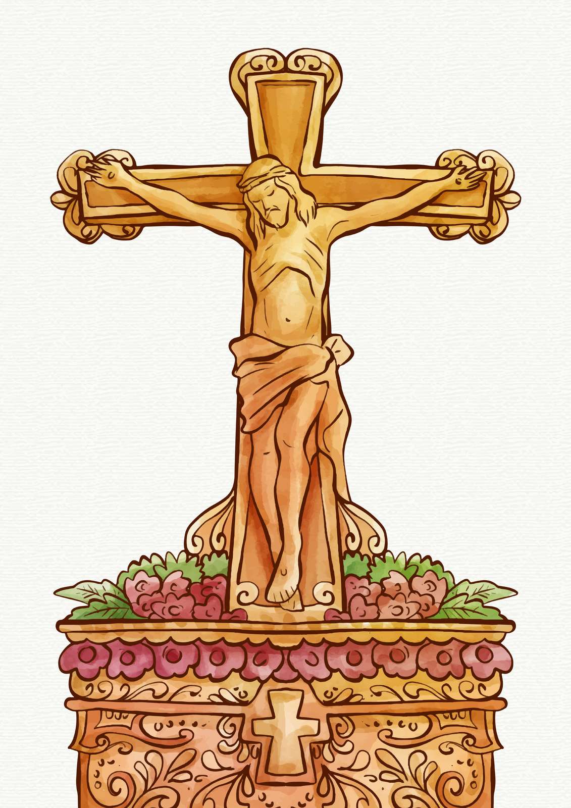 Jesus Crucifixion Watercolor Wall Art