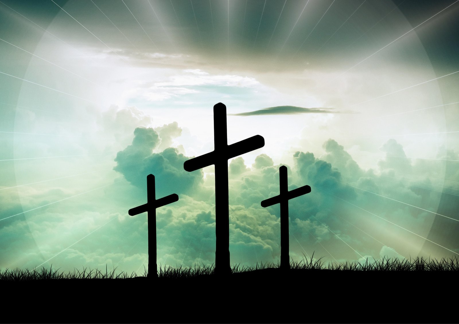 Three Crosses Heavenly Light Wall Art
