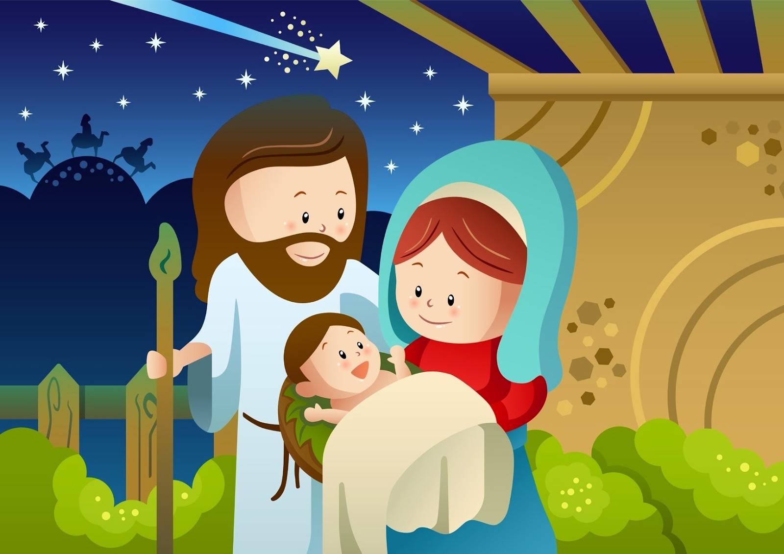 Joyful Nativity Scene Christmas Wall Art