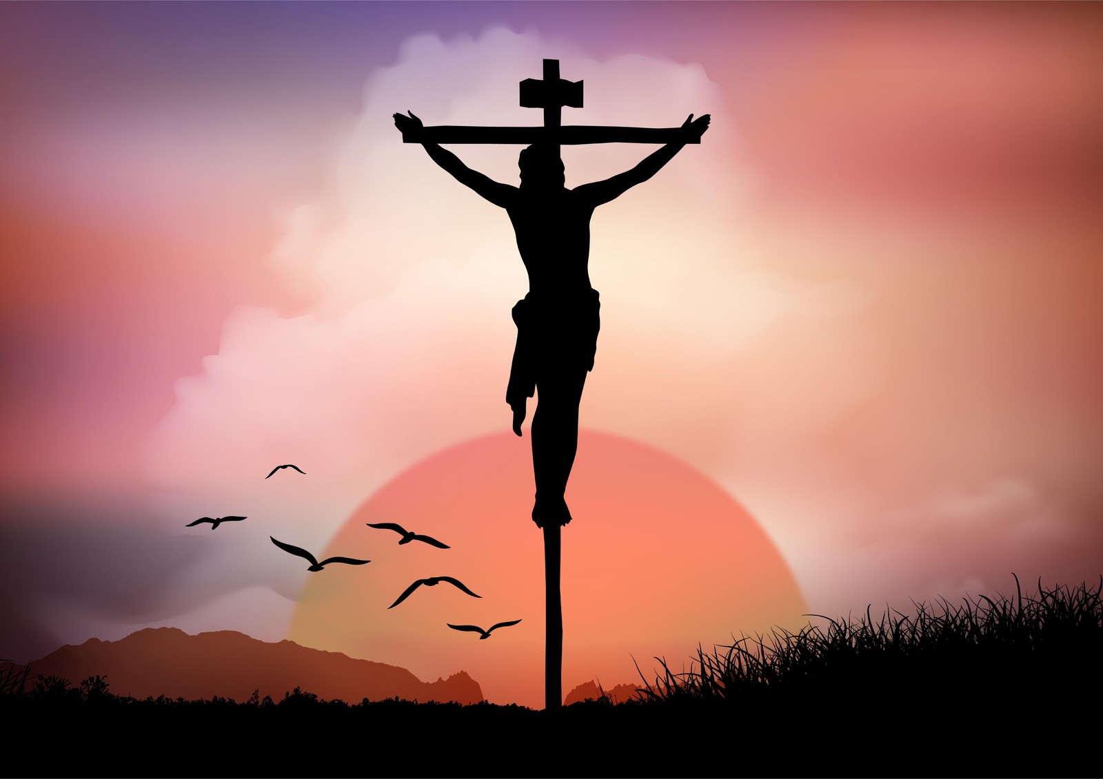 Jesus Crucifixion Silhouette Wall Art