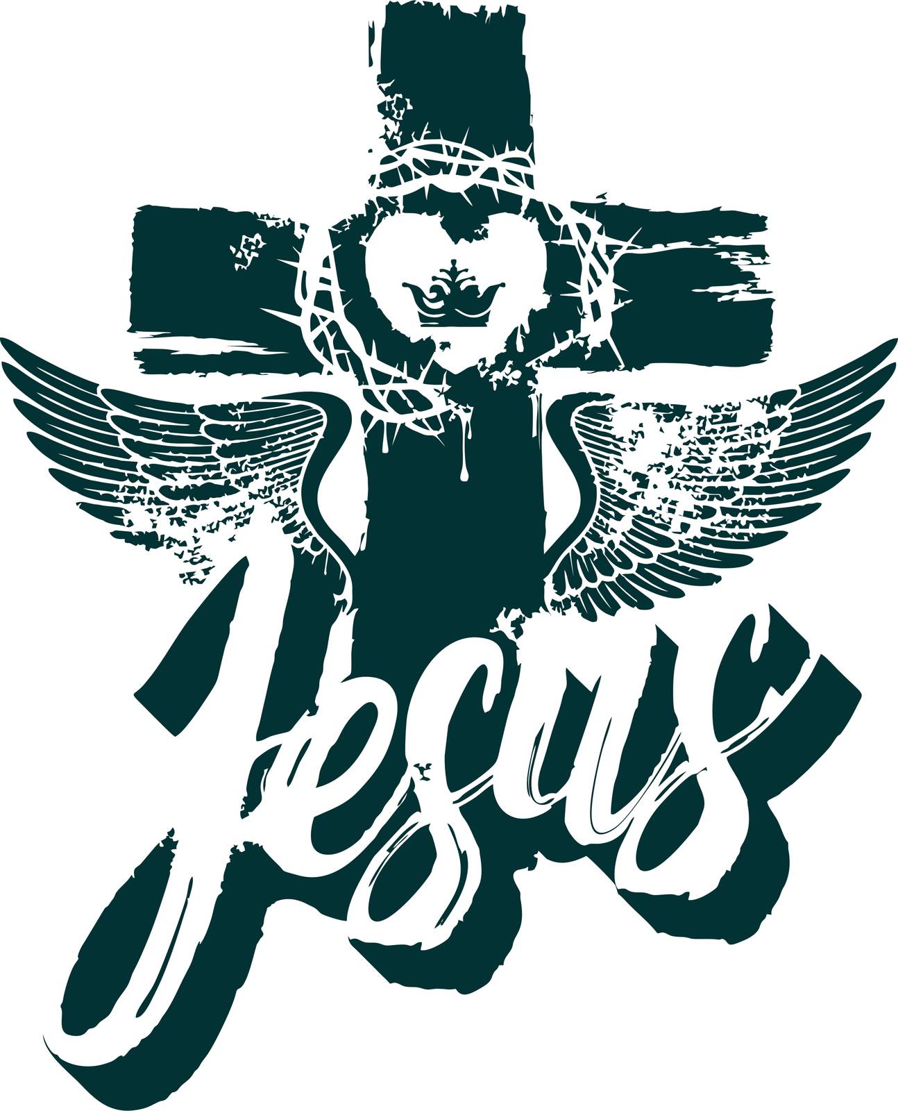 Inspirational Jesus Angel Wings Cross Wall Art