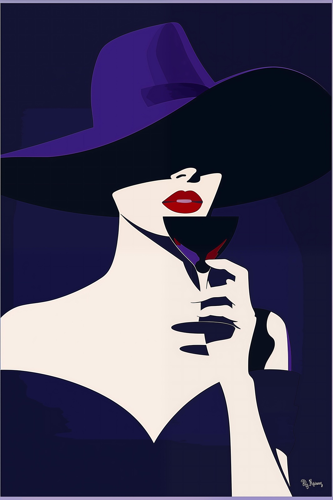 Chic Lady with Wine Wall Art