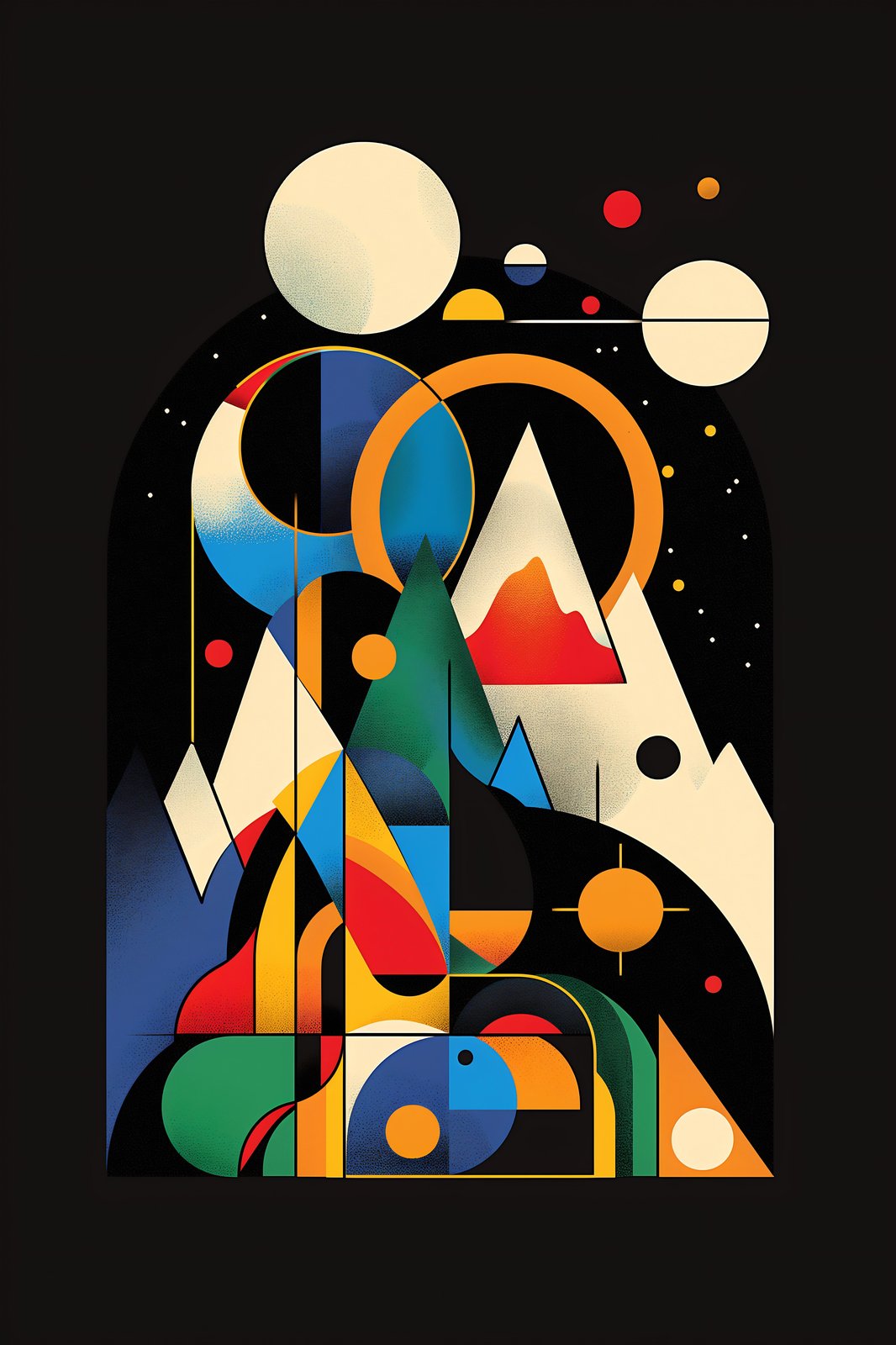 Geometric Lunar Landscape Wall Art