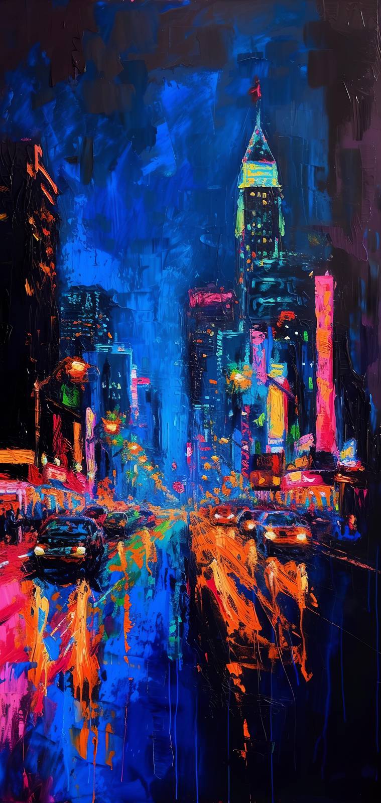 Vibrant Cityscape Palette Knife Acrylic Wall Art