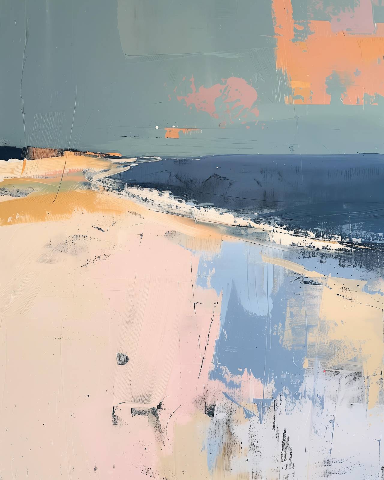 Serene Coastal Abstract Landscape Wall Art