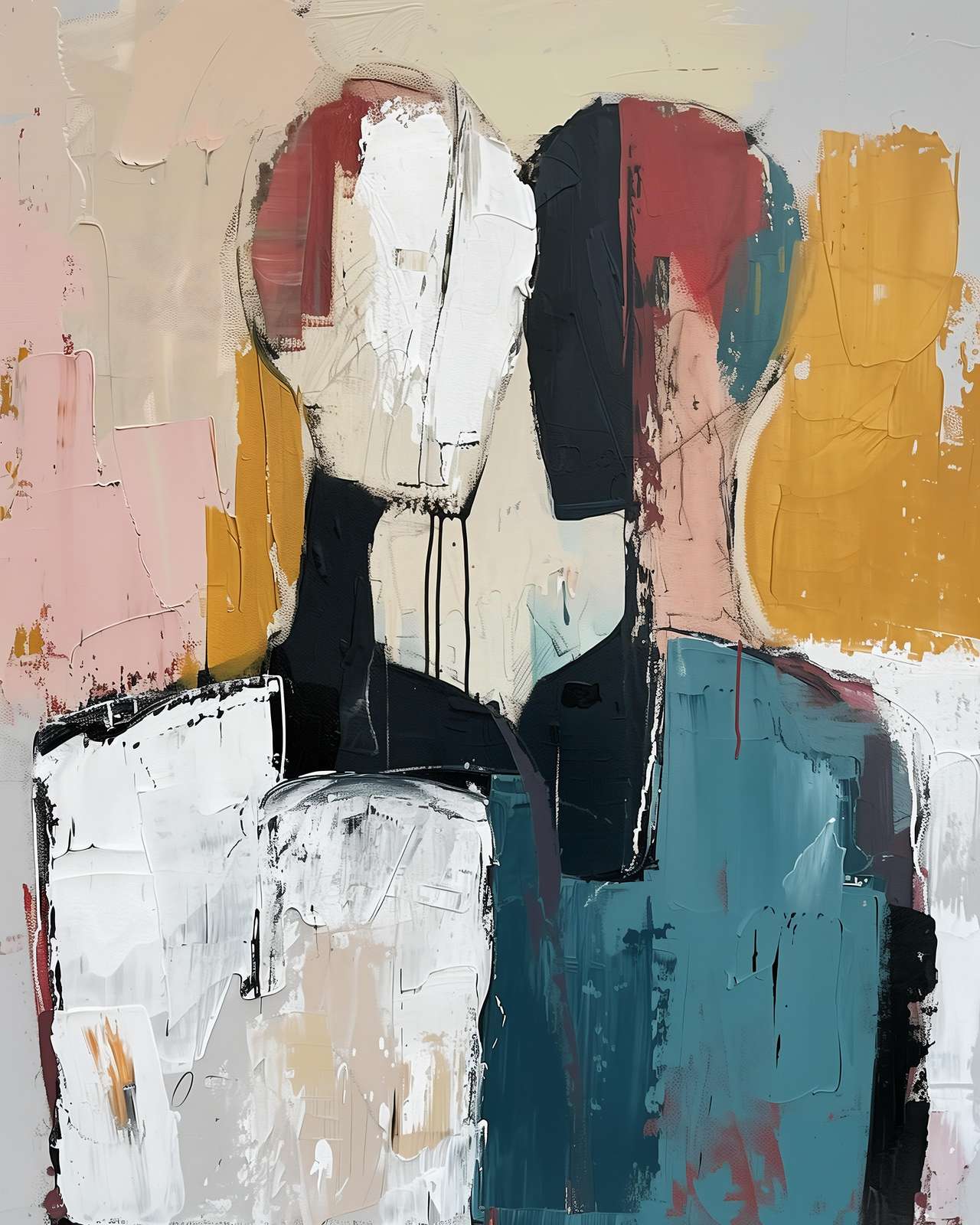 Abstract Couple Textured Wall Art