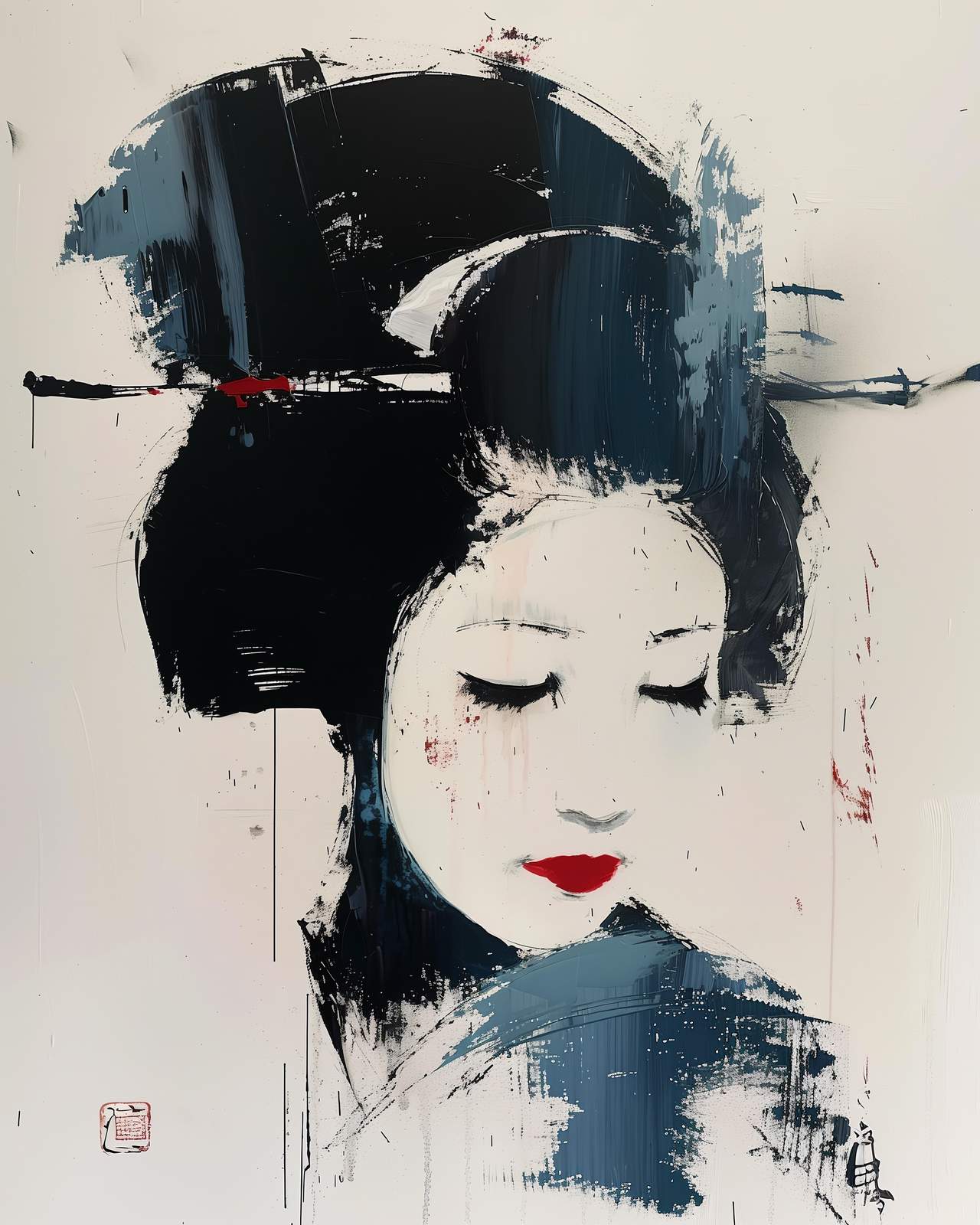 Abstract Geisha Serenity Wall Art