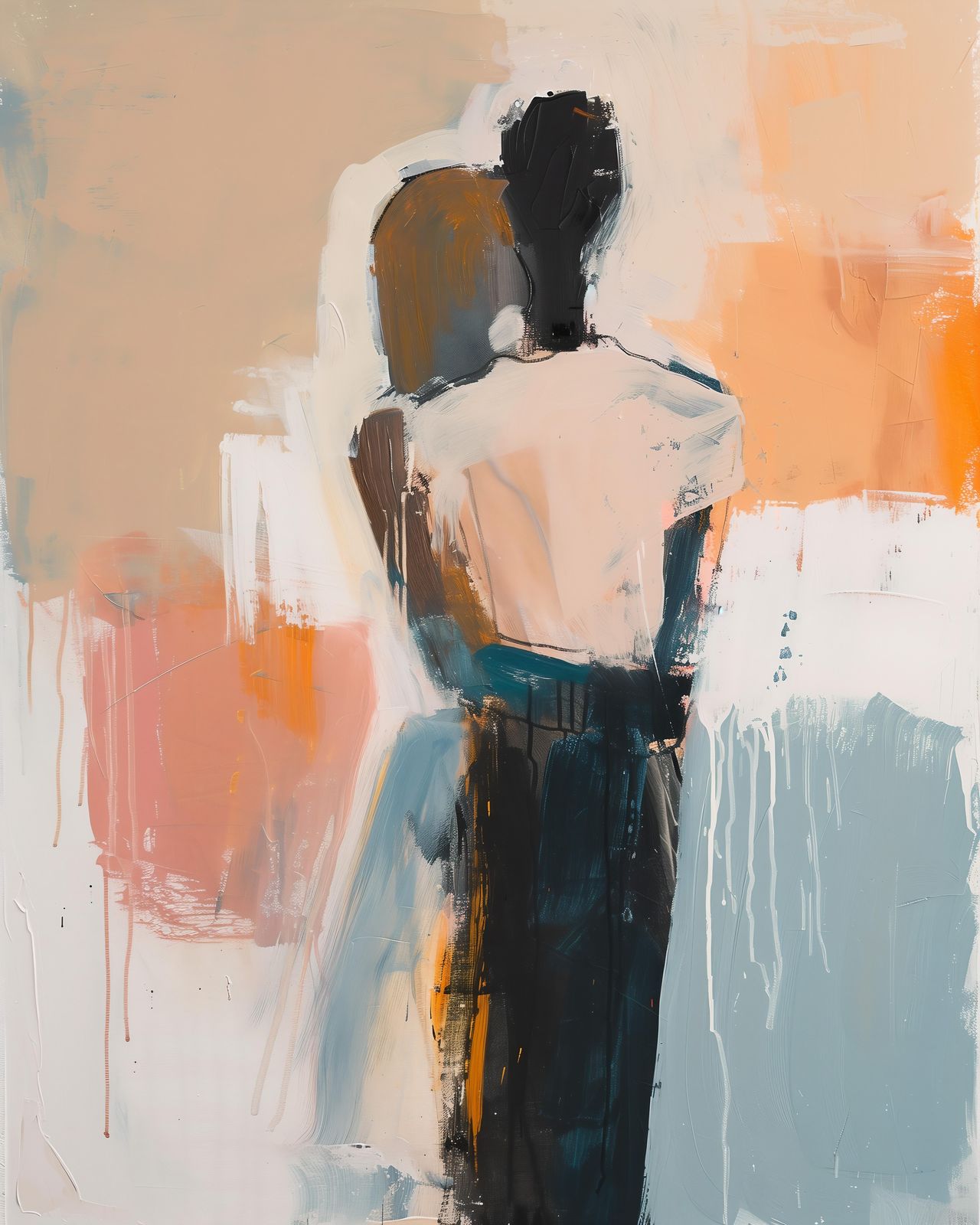 Abstract Embrace Couple Modern Wall Art