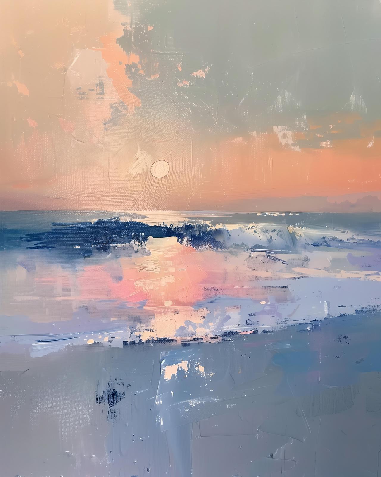 Serene Sunset Ocean Abstract Wall Art