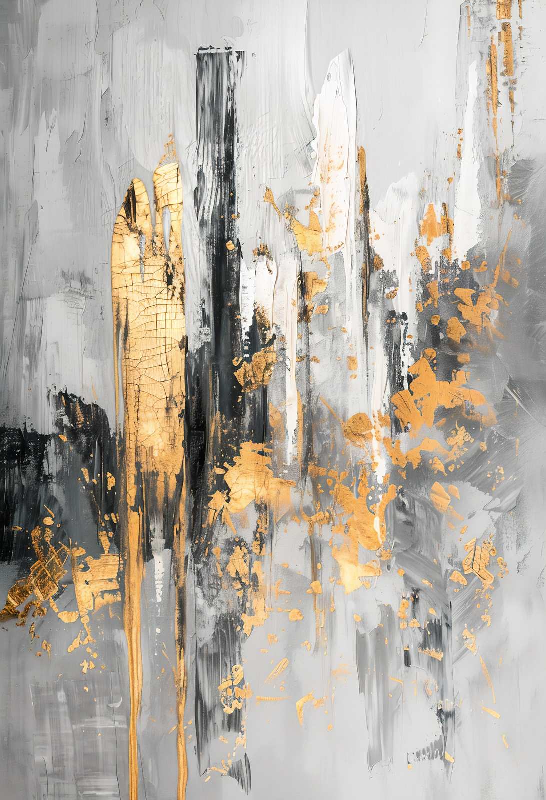 Abstract Gold & Gray Cityscape Wall Art
