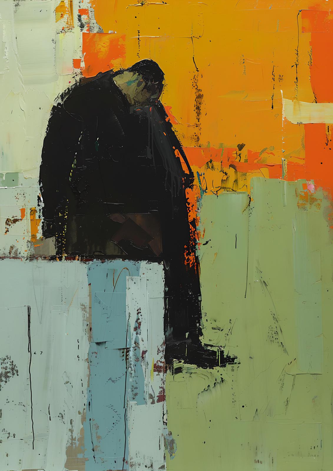 Abstract Figure Orange & Green Wall Art