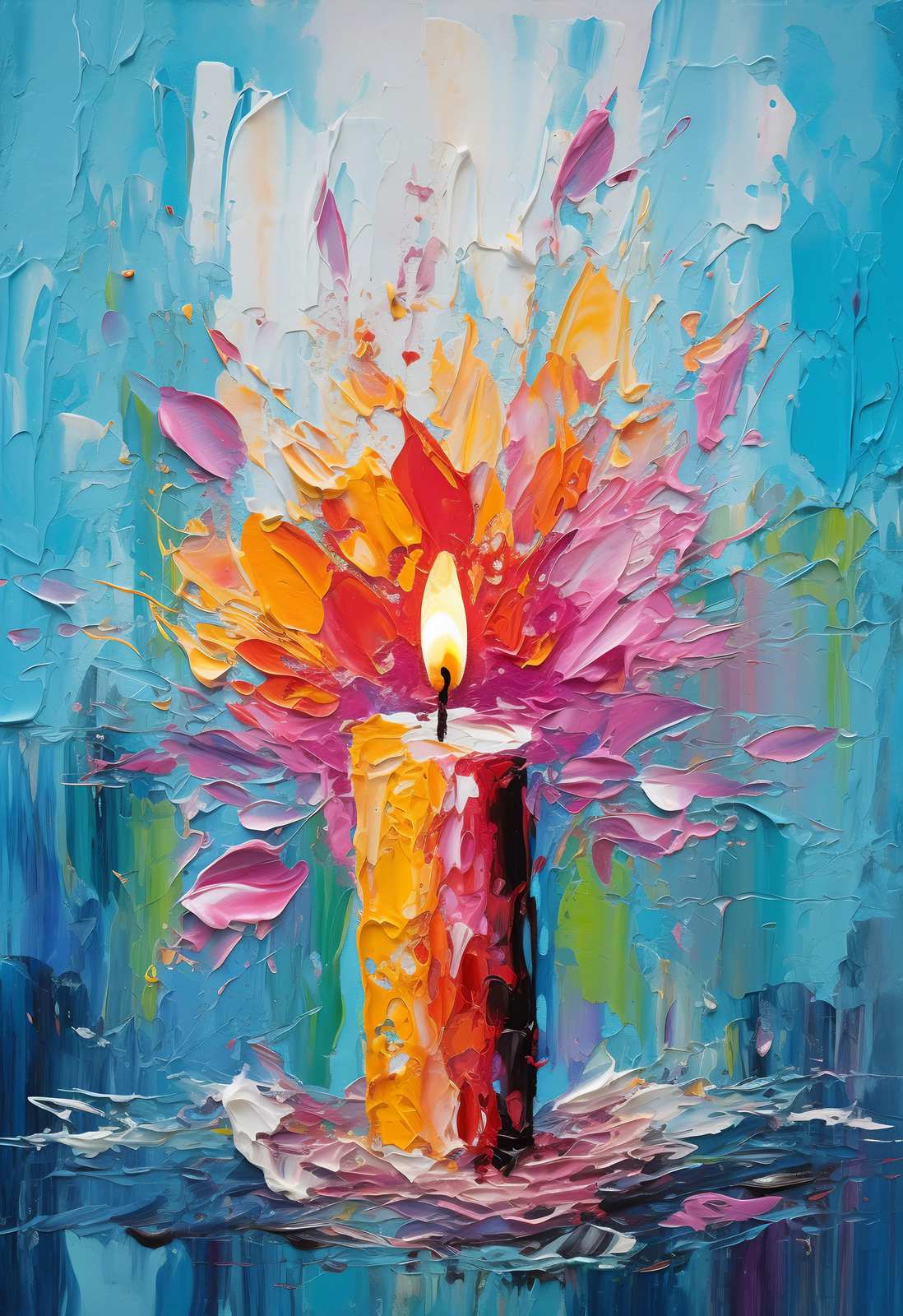 Vibrant Candle Flame Abstract Wall Art