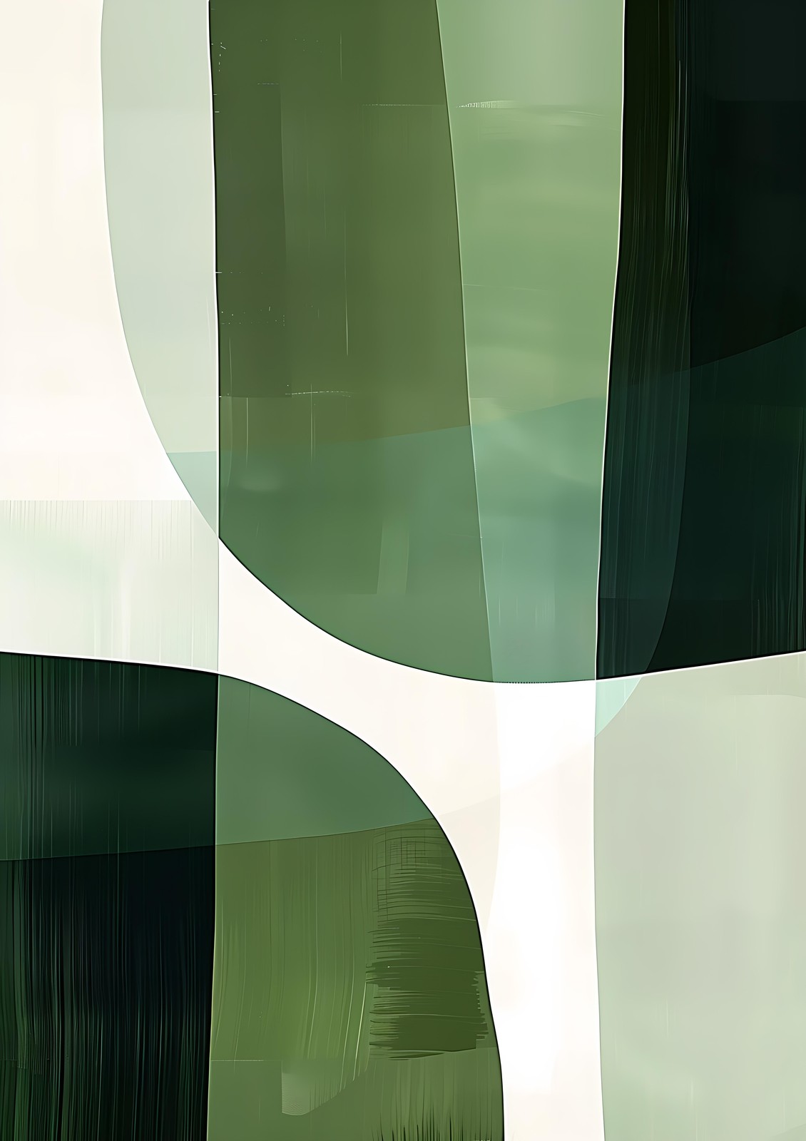Serene Abstract Green Curves Wall Art