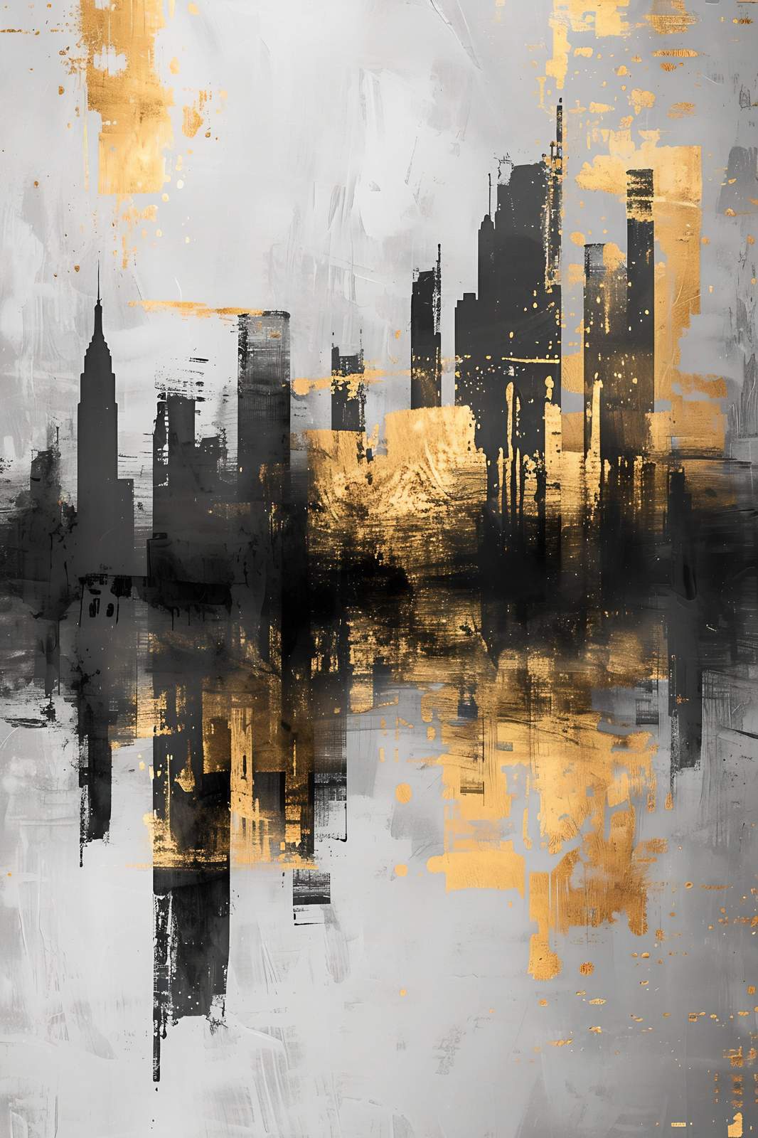 Abstract Gold Cityscape Wall Art