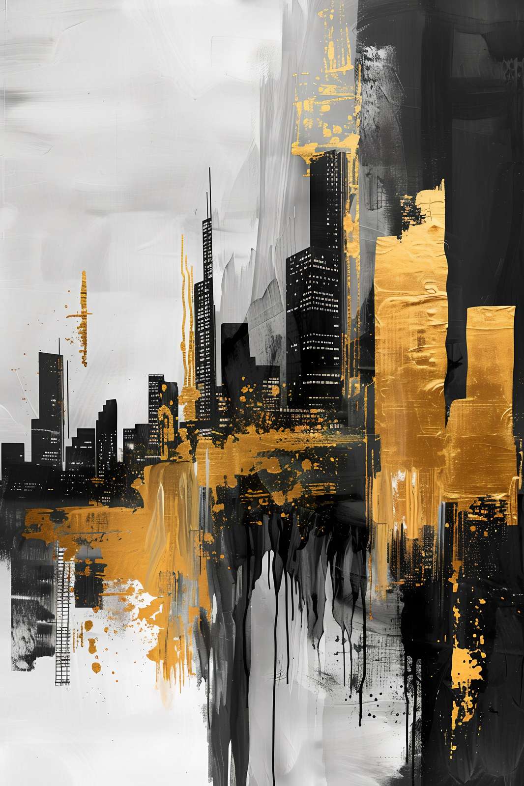 Modern Gold Skyline Wall Art