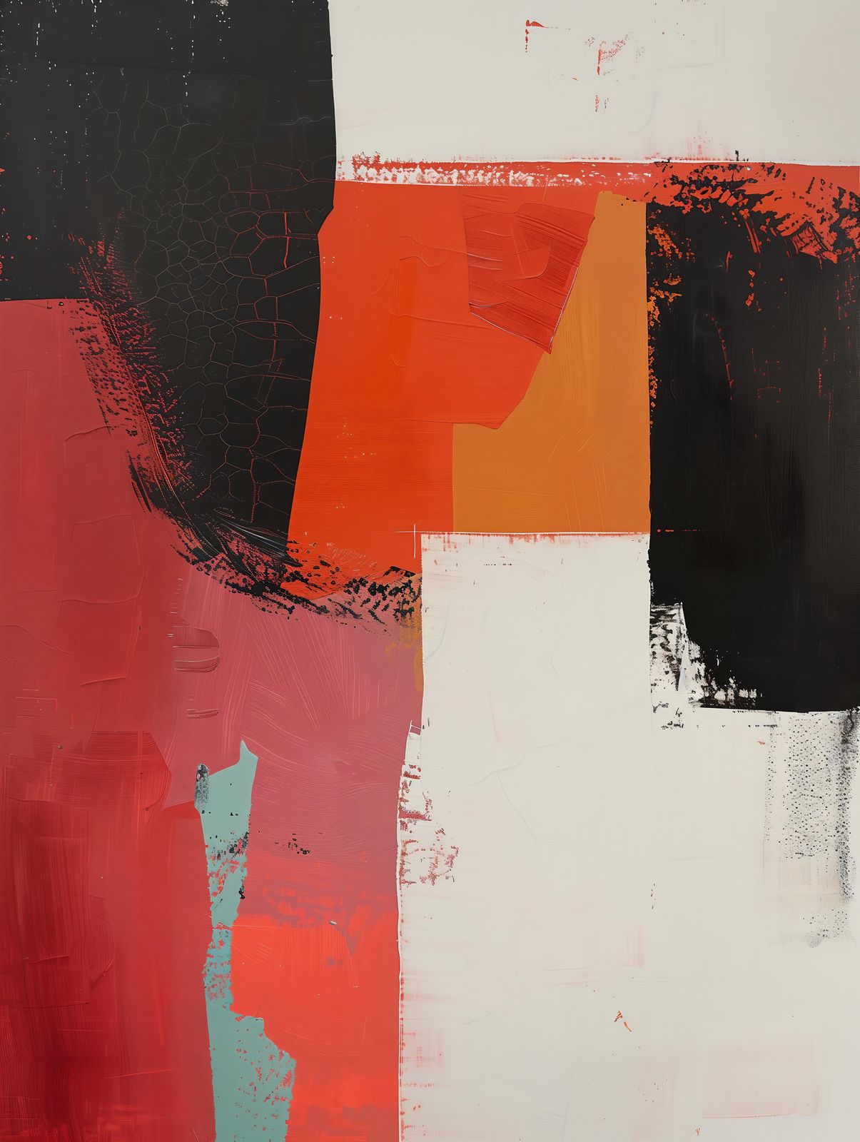Bold Abstract Red & Black Wall Art