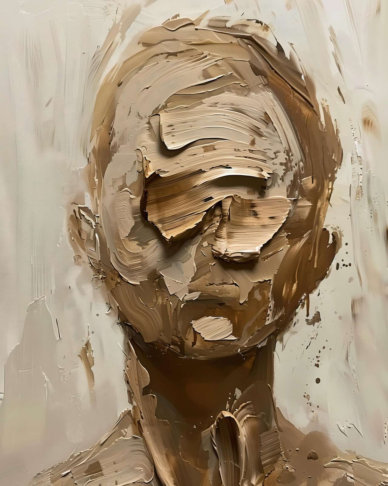 Abstract Portrait Textured Impasto Wall Art