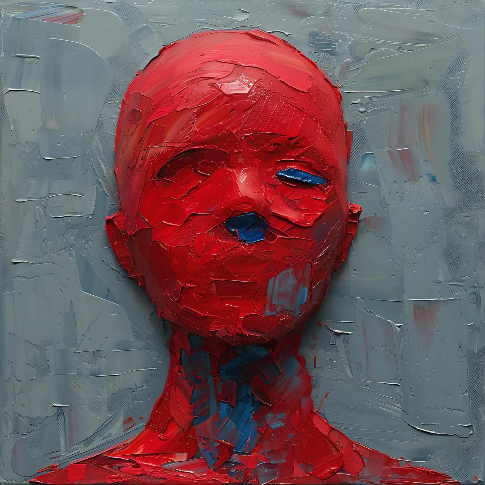 Bold Red Abstract Portrait Wall Art