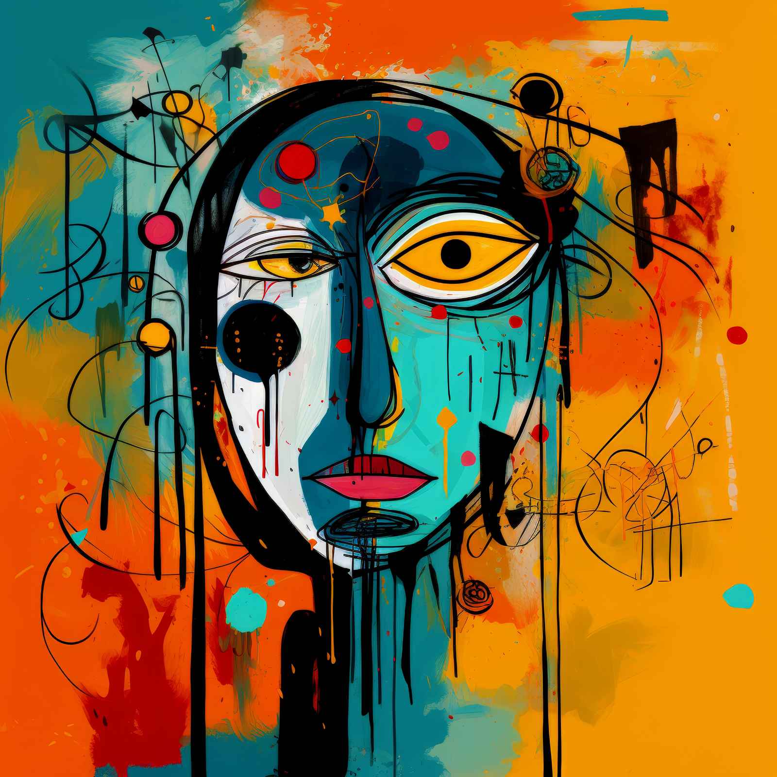 Bold Abstract Face Wall Art - Modern Art