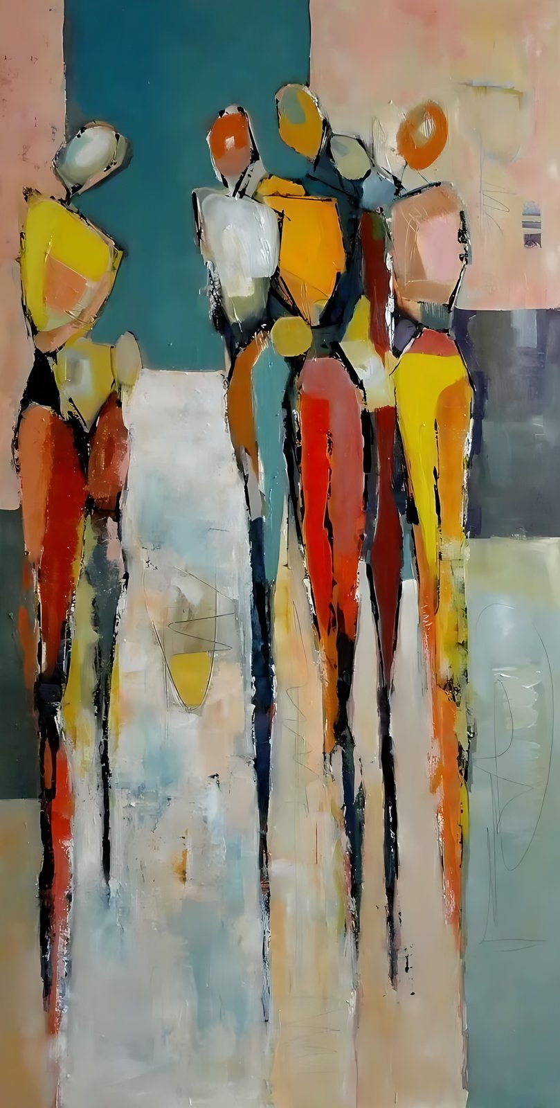 Abstract Figures "Vibrant Gathering" Wall Art