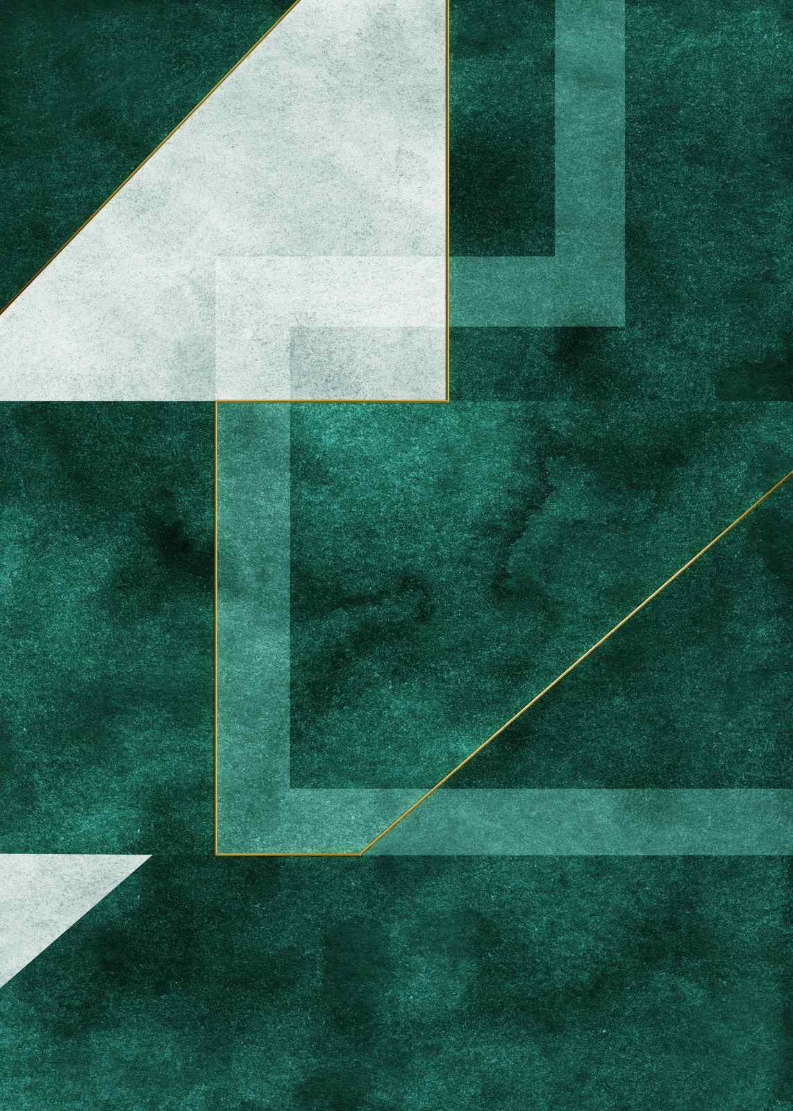 Modern Geometric Emerald Gold Wall Art
