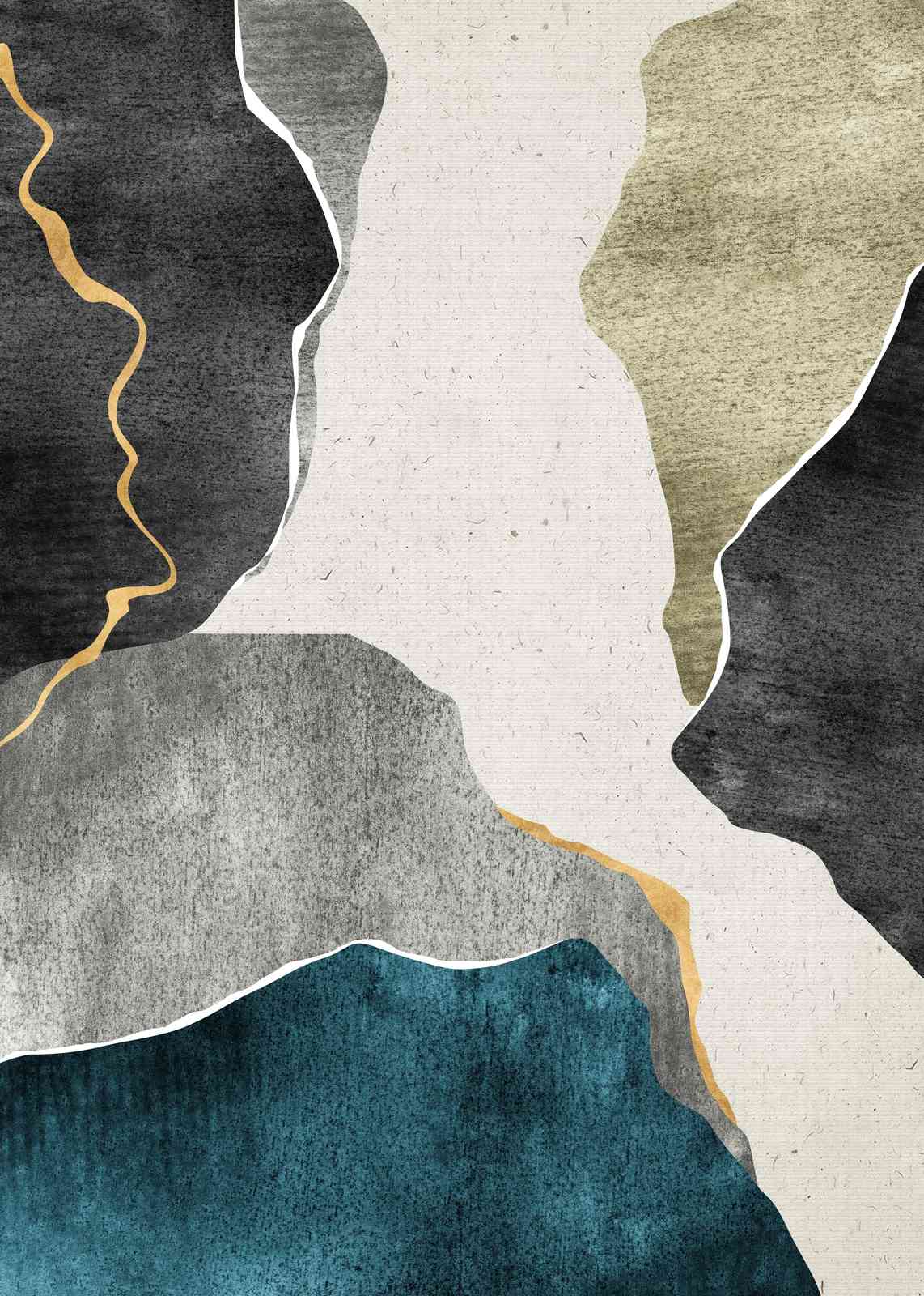 Abstract Earth Tones Gold Accent Wall Art