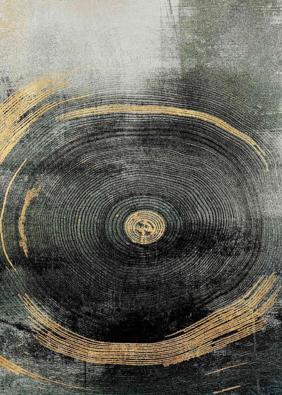 Abstract Gold & Black Circular Texture Wall Art