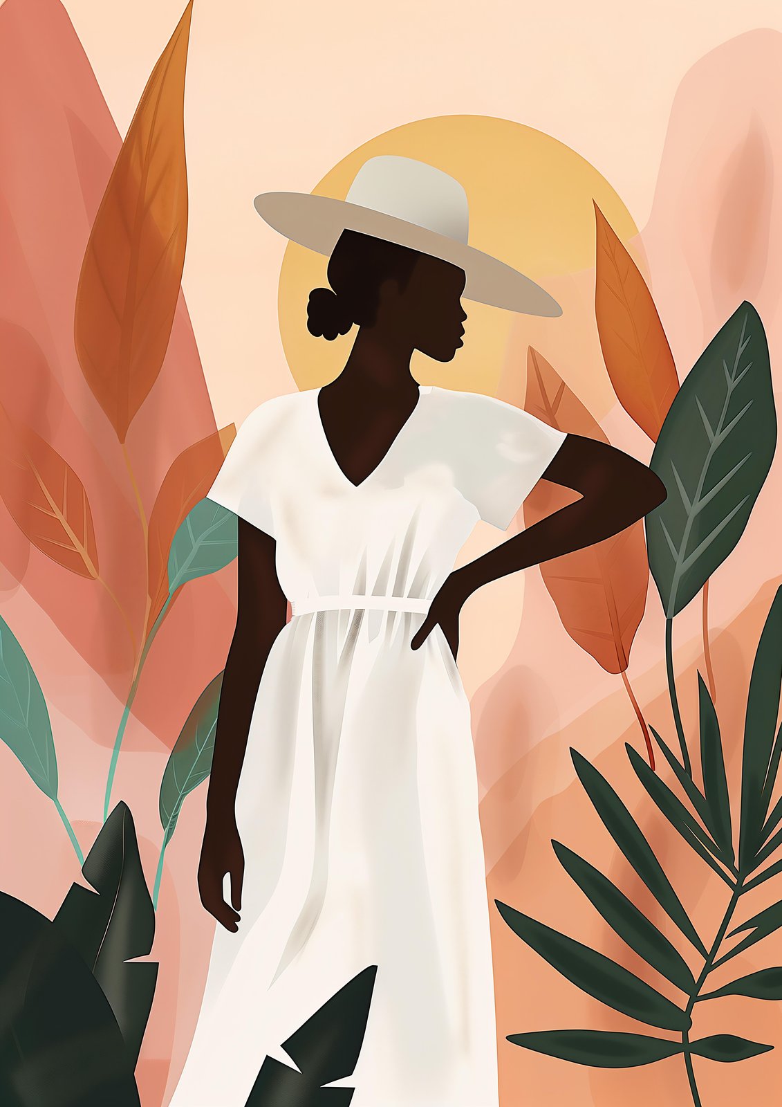 Ethereal Silhouette Woman Fashion Wall Art