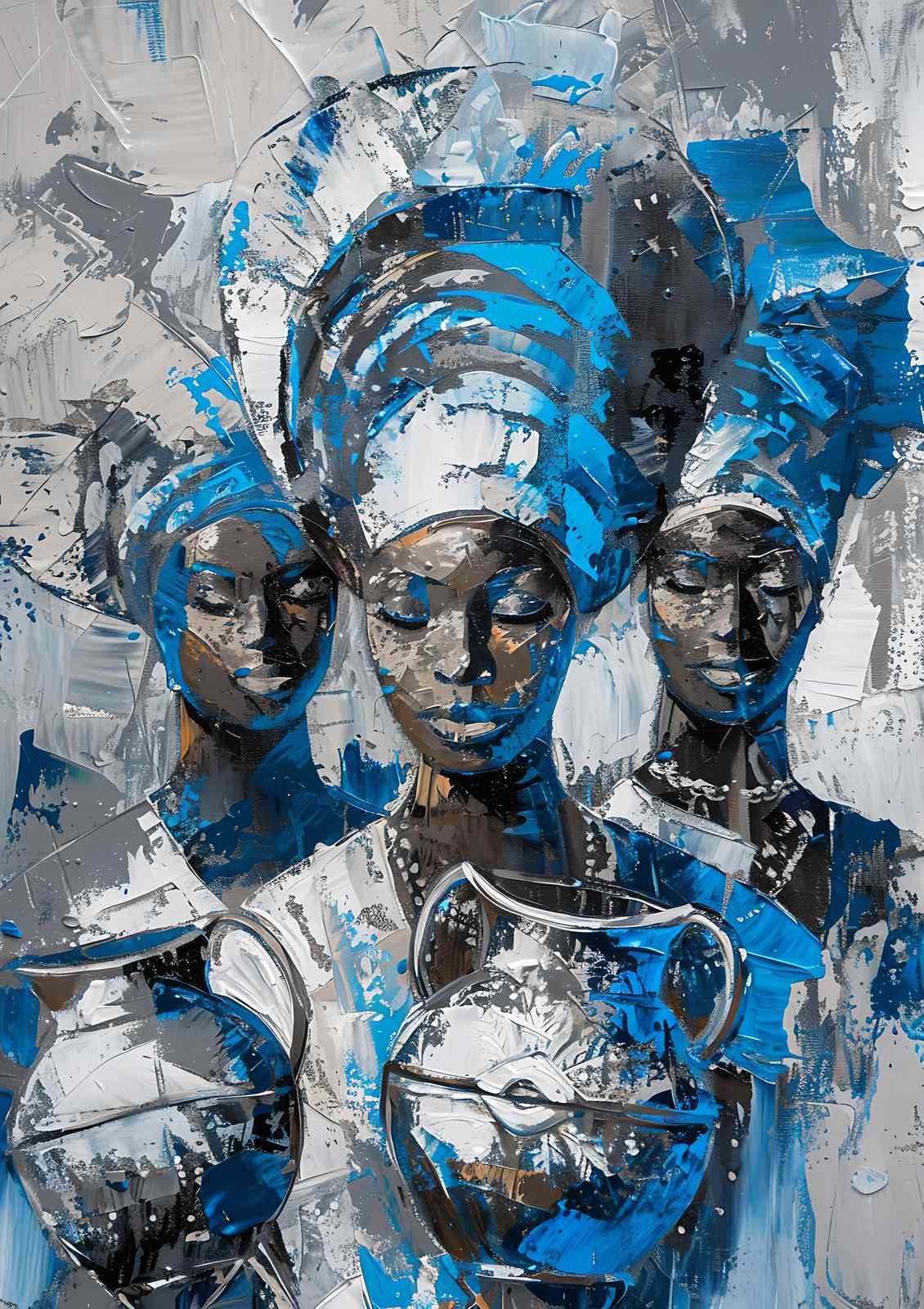 Majestic Queens African Women Blue Wall Art