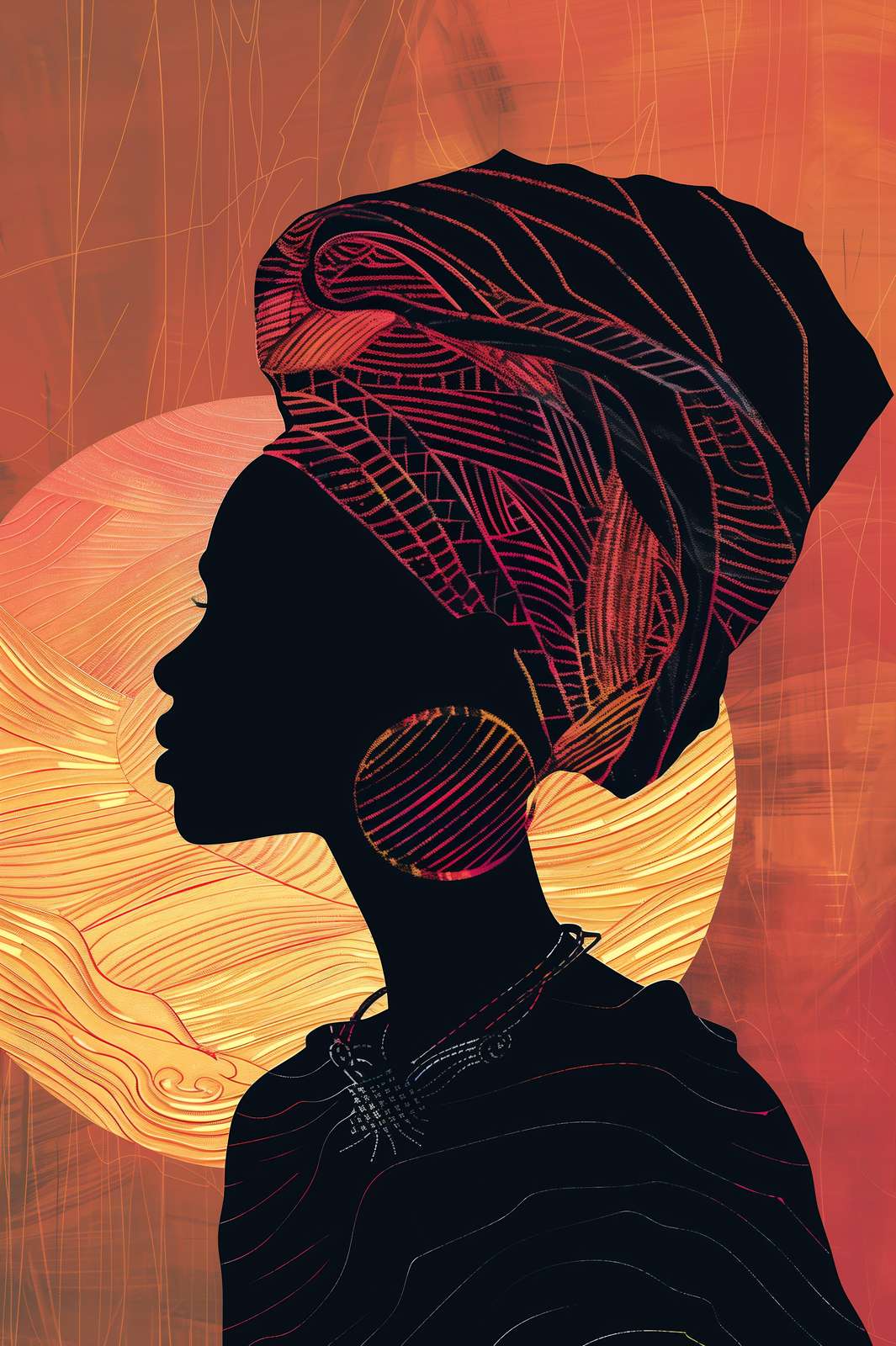 Majestic African Woman Silhouette Wall Art