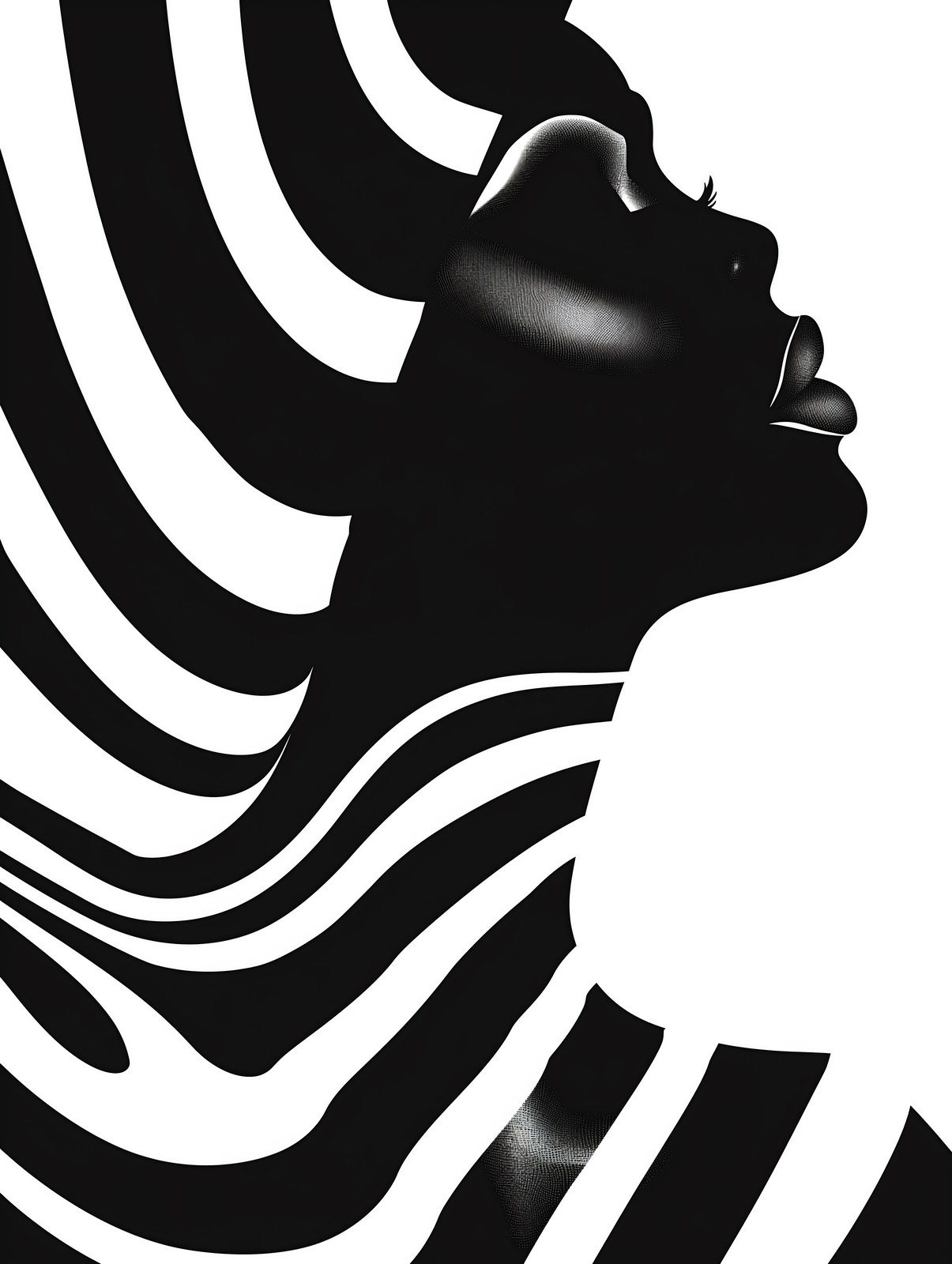 Abstract Silhouette Woman Zebra Stripe Wall Art