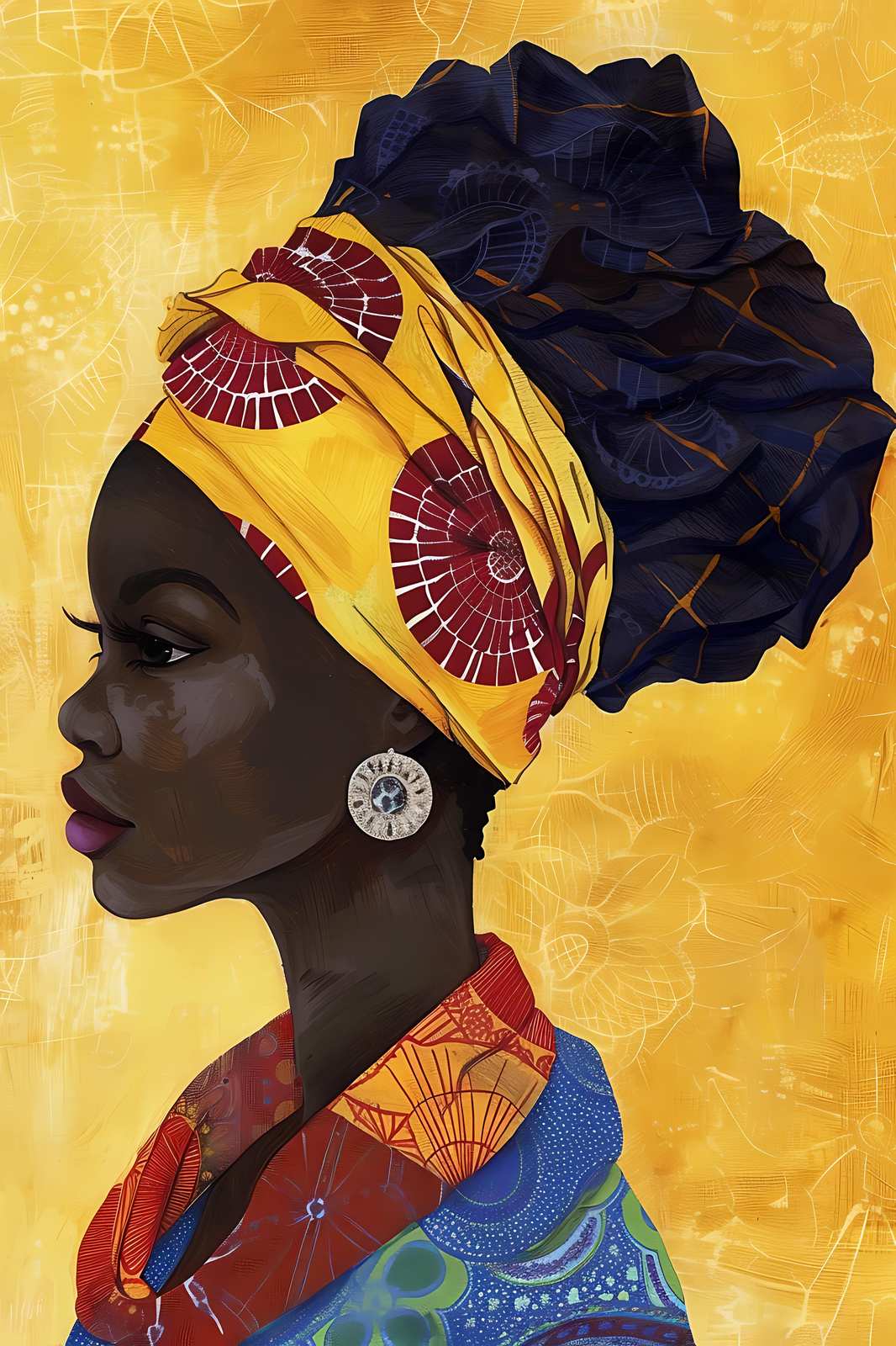 Vibrant African Queen Portrait Wall Art