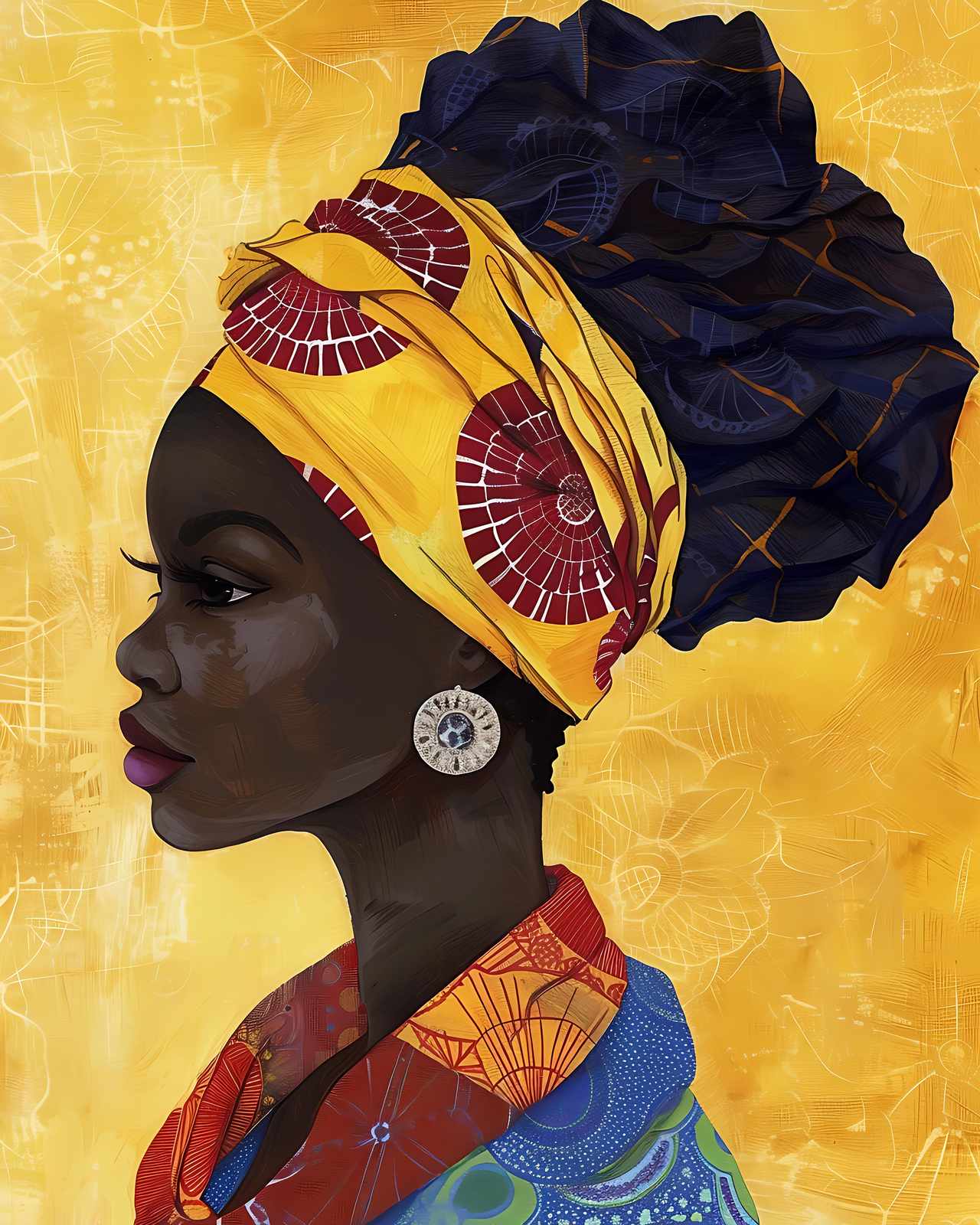 Vibrant African Woman Portrait Wall Art