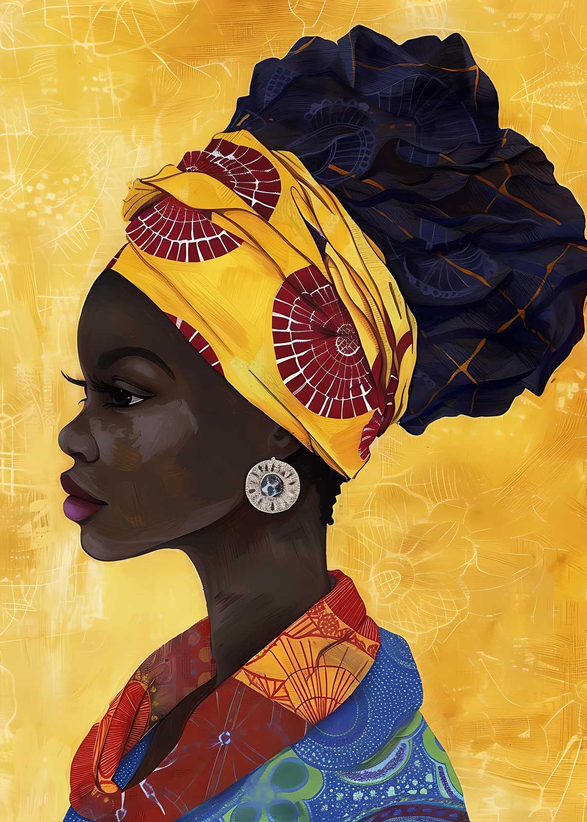 Vibrant African Woman Portrait Wall Art