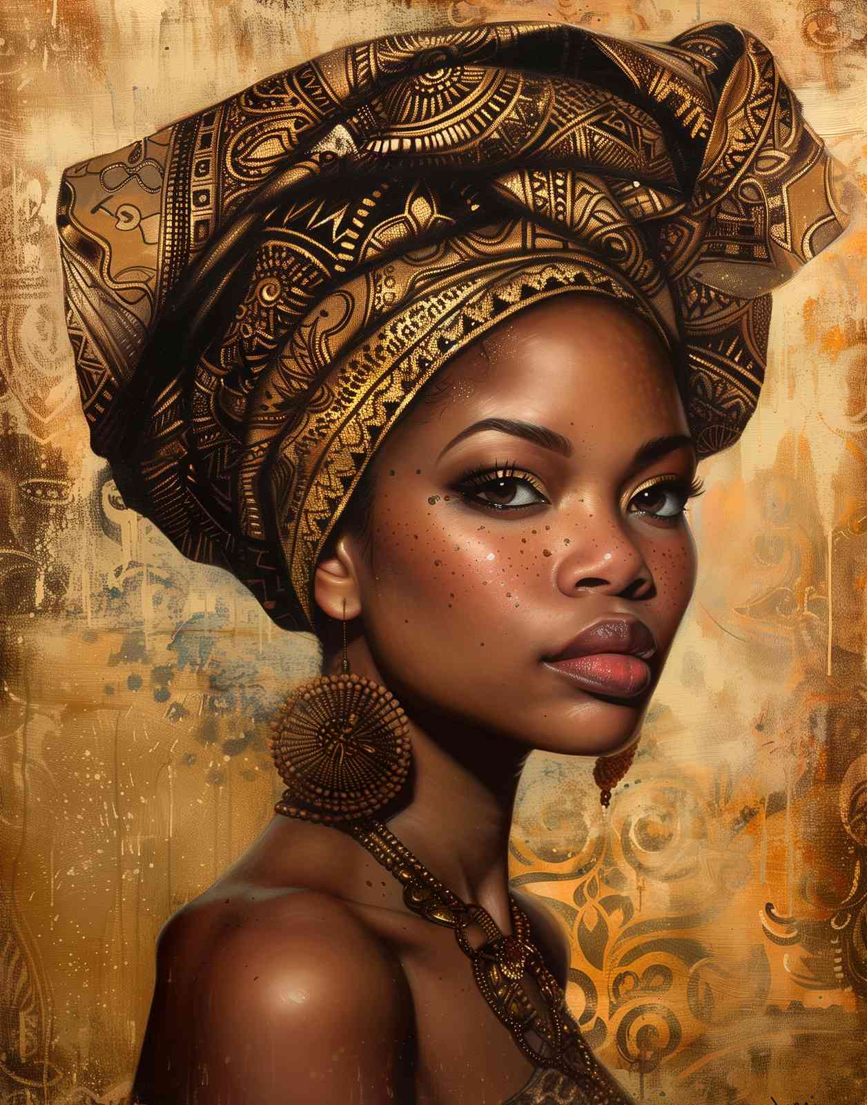 Elegant Queen Gold Turban Wall Art